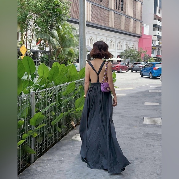 🆕ZARA LONG NYLON DRESS | NAVY BLUE - Picture 7 of 12